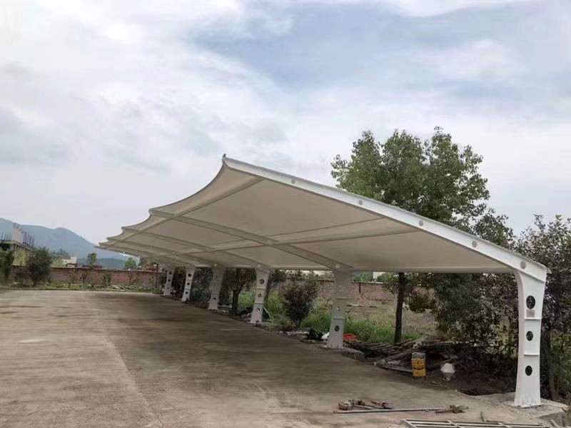 建邺区小区改造停车棚工程，膜结构非机动车棚定制厂家-2